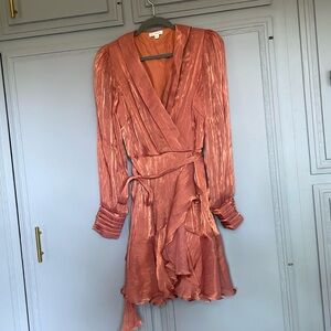 Beautiful rusty shimmer wrap dress
